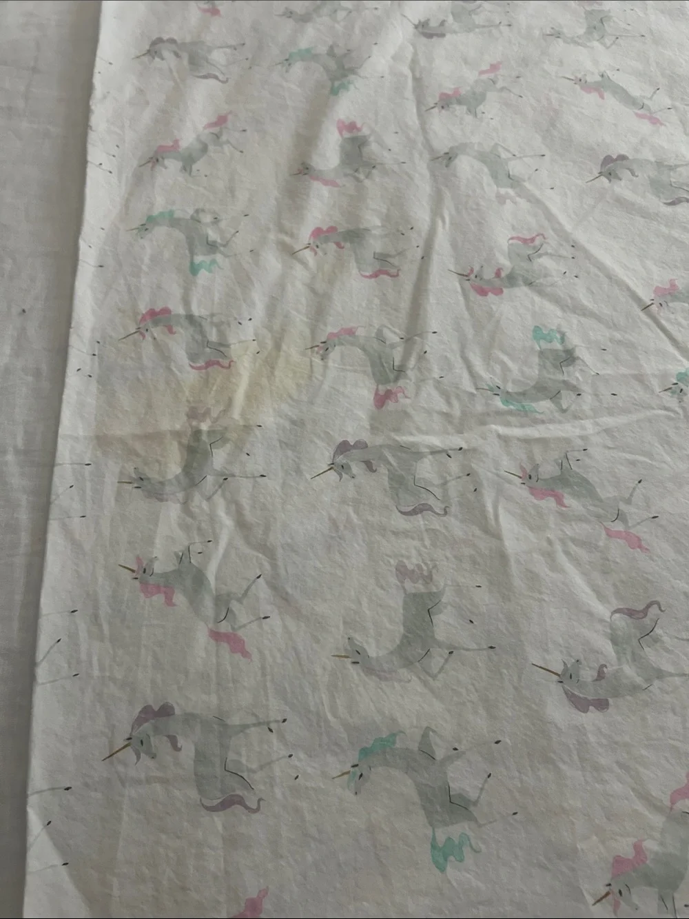 Pottery Barn Kids White Set of Sheets for Twin Bed with Pink & Teal Unicorns
